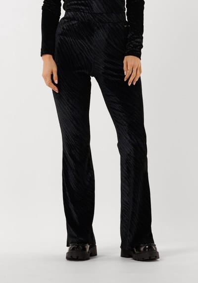 Colourful Rebel Jolie Zebra Velvet Flare Broeken Dames - Blauw - Maat XS