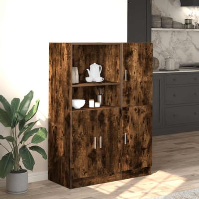 vidaXL - 2-delige - Keukenkastenset - bewerkt - hout - gerookt - eikenkleurig