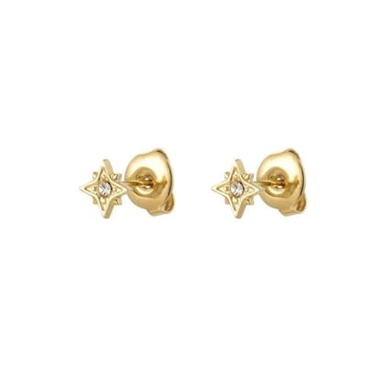 Yehwang | Oorstekers ster met strass | Goud | Stainless Steel