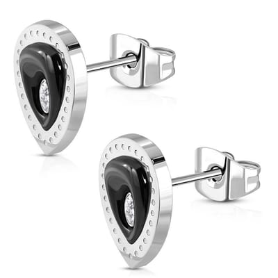 Amanto Oorbellen Benk - 316L Staal - Keramiek - Hart - 15x12mm
