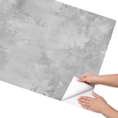 Coloray Meubel Wrap Folie - Grijs Meubelfolie - 75x150 cm - Plakfolie Meubels Grijze muur - Decoratiefolie Zelfklevend - Industrieel / Loft Meubelfolie - Meubelfolie Zelfklevend - Badkamer decoratie - Texturen