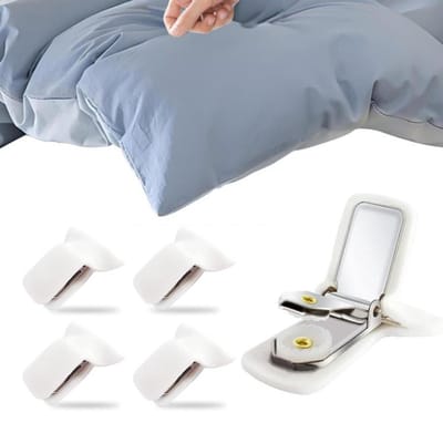 12 Stuks Dekbedclips - Dekbed knijpers - Klemmen - Clips – Dekens - Voor 1/2 persoons dekbed overtrekken - Voorkom dat beddengoedaccessoires verschuiven - Herbruikbaar - Grijs - LOUZIR