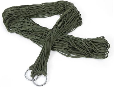 Nylon Hangmat - Kampeerhangmat Luxe - Buiten Ontspannen - Sterk Ademend Materiaal - 240x80cm - Legergroen