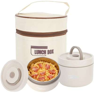 Allecto - RVS Lunchbox - Thermische bento's - Inclusief isolerende tas - Magnetronbestendig - Vaatwasserbestendig - Ideaal voor werk of school - D