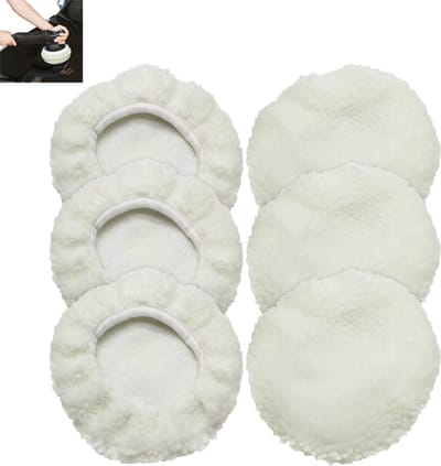 6 stuks - Lamswollen Polijstschijven voor Polijsten - Autowas- en polijstset - Autodetailing - Waxmachine Waxset - Wit - Autowasgereedschap - 9-10 inch autowaxset - Polijstpad voor motorkap - Polijstpad van lamswol