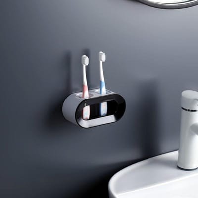 Elektrische tandenborstelhouder Dubbel gat Zelfklevend standaardrek Wandmontage Houder Opslag Ruimtebesparende badkameraccessoires zwart