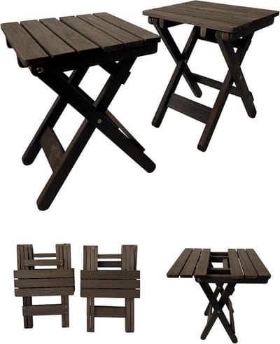 Opvouwbare Houten Bijzettafel voor Buiten en Binnen - Geen Montage