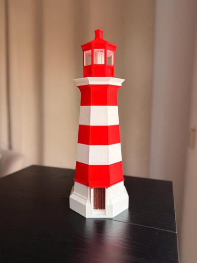 Vuurtoren Decoratie Rood-witte Vuurtoren Nautische Decoratie Kust Decoratie Strand Decoratie Maritiem Decoratie Gestreepte Vuurtoren Cadeau | 30 Centimeters