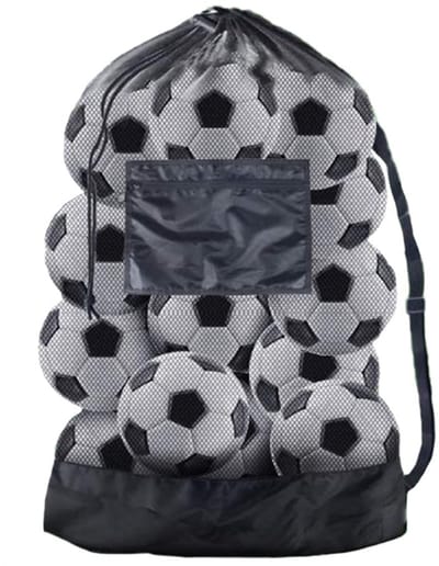 Dailygoody - Mesh tas met trekkoord - Voetbaltas - Extra grote sporttas - Zwart - Organizer voor duikgoederen - Geschikt voor uniseks-volwassenen