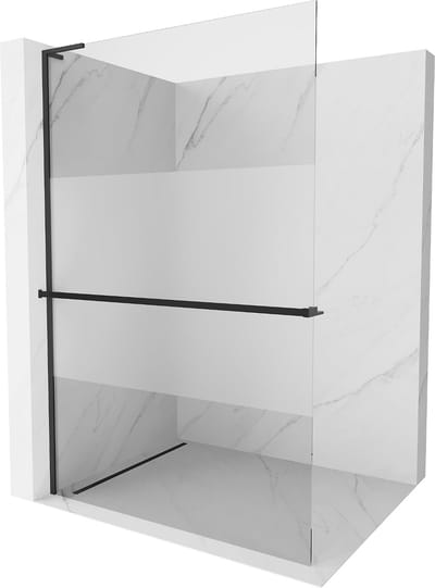 Mexen Kioto+ L douchewand met plank Walk-in 70 x 200 , transparant/matglas, zwart - 800-070-123-70-35