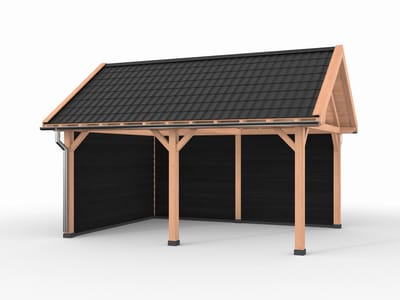 Douglas overkapping zadeldak, 600 x 400, met achterwand en zijwand, Westwood Ruiter Premium