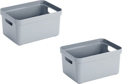 Sunware Opbergbox Sigma - 3x stuks - kunststof - blauw - 13 liter - Opbergbakken/opbergers - 35 x 25 x 18 cm