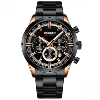 Mannen Horloge Curren Ø 50 - Met Datumaanduiding - Zwart/RosØ - Staal - Inclusief Horlogedoosje