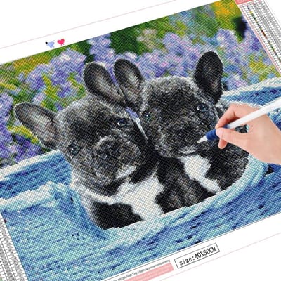 Diamant borduurwerk hond dier schilderij kruissteek foto handwerk mozaïek Home decor 20X30CM black