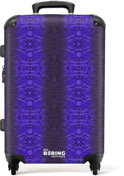 NoBoringSuitcases.com - Grote koffer - Paars blauw slangenhuid met symmetrische schubstructuur - Reiskoffer met 4 wielen - Trolley op wieltjes - Rolkoffer groot - 72 liter - Ruimbagage valies 20kg - Valiezen voor volwassenen