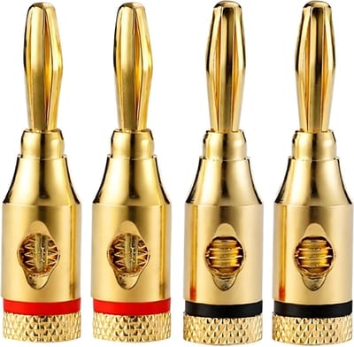 DEGG® - Banaanstekker voor luidsprekerkabel - Gold plated - Vergulde pluggen - 4mm - Luidsprekerstekker - 4 STUK(S)