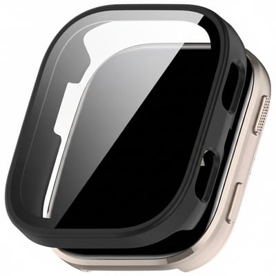 Watch case screenprotector - geschikt voor Amazfit Bip 6 - hoesje - gehard glas - volledige bescherming - mat zwart