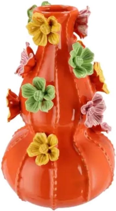 FLOWER ORANGE VASE BUBBELS 19X31CM
