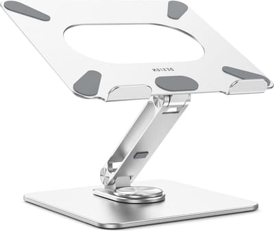 Laptop Standaard 360 graden roterende ergonomische verstelbare notebookstandaard Riser houder - compatibel met 10-15.6 inch laptops - Zilver