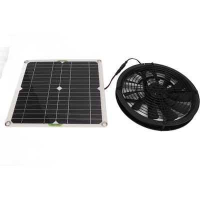 Op Zonnepanelen Werkende Ventilator 25cm Diameter Ventilator 100W voor Camper Jacht Kassen Badkamer black