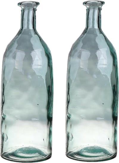 Bellatio Design Bloemenvaas - 2x - helder transparant glas - D12 x H35 cm - vaas