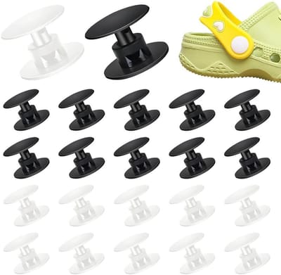Dailygoods- Klinknagels 20 Stuks - Plastic Klinknagels - Vervangende Klinknagels - 16 x 13 x 11,5 mm - Zwart/Wit - Duurzaam Materiaal - Schoenaccessoires