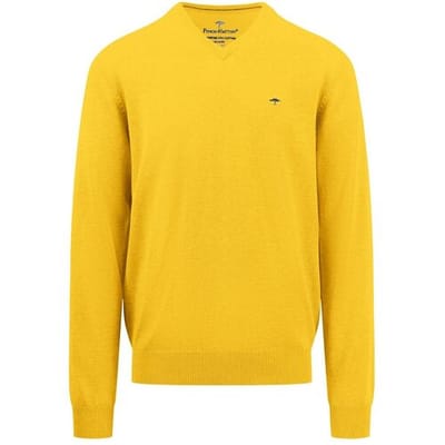 Fynch-Hatton Trui V-Neck Uni Superfine Cotton Pineapple / male