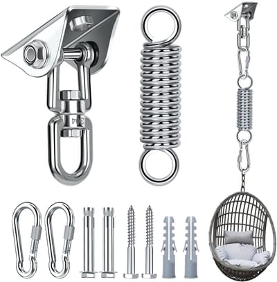 Dailygoods- Plafondhaak zware belasting - Schommelhaak - Ophanghaak voor hangstoel - 450 kg capaciteit - 360 graden draaibaar - Roestvrij staal