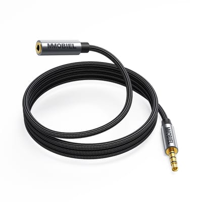 MMOBIEL 3.5mm Audio Male to Female Jack Aux Kabel - 4-Polige TRRS Jacks - Aux to Aux Verlengkabel - Audio en Microfoon Functie - Geschikt voor Headset, Laptop, Telefoon, Luidspreker, etc. - 1M