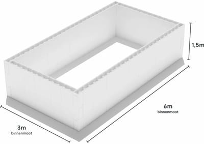 Zwembad blokkenset - 6,00 x 3,00 x 1,50 m