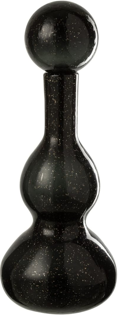 J-Line decoratoe Fles + Stop Carol - glas - zwart - small