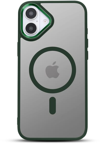 Hoesje Geschikt voor Apple iPhone 16 - Groene Color Frame - Casemania Shock Proof Back Cover met Gekleurde Bumper - Geschikt voor MagSafe - Flexibel en Shockproof Hoes met Verhoogde Camera Randen - Val/Stoot-Proof Telefoonhoesje