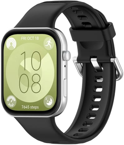 Siliconen bandje - geschikt voor Huawei Watch Fit 5 (PRO), Watch Fit 4 (Pro), Watch Fit 3 - gespsluiting - zwart