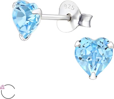Montebello Oorbellen Libi Aqua - 925 Zilver - Swarovski - Hart - Ø5mm