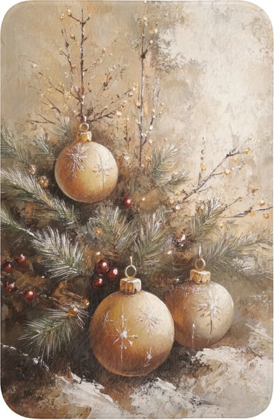 WC mat 40x60 cm - Antislip - Kerst - Kerstballen - Beige - Goud - Toiletmat - Vloermat - Douchemat - Toilet tapijt - Toiletmatten