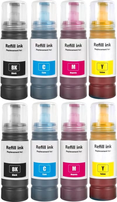 Huismerk geschikt voor Epson 664 / T664 Inktflessen (8X) - geschikt voor EcoTank ET-2500 - ET-2550 - ET-2600 - ET-2650 - ET-4500