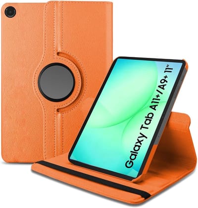Hoes Geschikt voor Samsung Galaxy Tab A9 Plus / A11 Plus hoes – 360° draaibaar tablethoes – Oranje