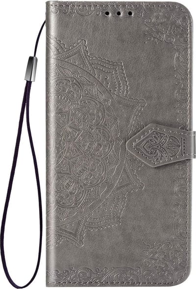 Geschikt voor Samsung Galaxy A50 Bookcase - Grijs - Bloemen - Portemonnee Hoesje