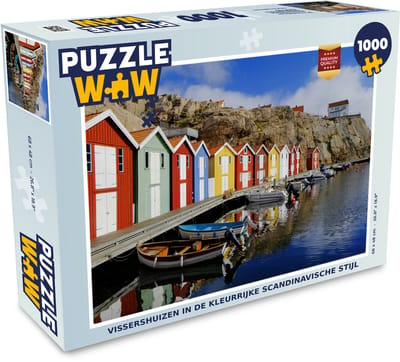 Puzzel Vissershuizen in de kleurrijke Scandinavische stijl - Legpuzzel - Puzzel 1000 stukjes volwassenen