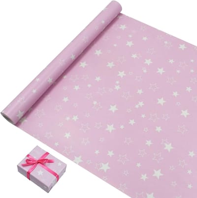 Recyclebare verjaardag inpakpapier rol: 43 cm x 15 m roze cadeaupapier voor feest, verjaardagscadeau decoraties - ShopVlot