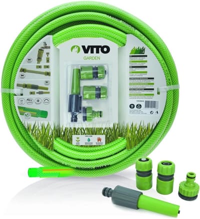 Tuinslang Set - Water Slang - Tuin Besproeien - Versterkt PVC Materiaal - 25 Meter 19mm - Groen