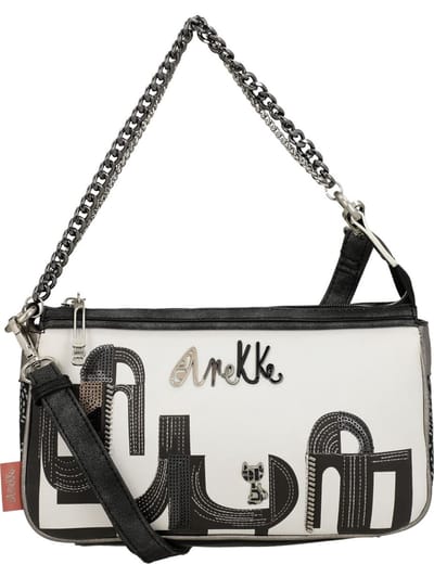 Anekke Schoudertas Peace & Love Nature Sixties Crossbody Bag Black & White Wit