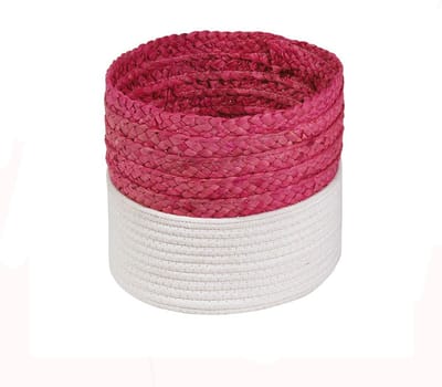 CALICOSY - Mand tweekleurig wit en roze in touw 23x21cm
