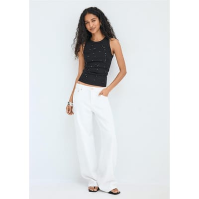 Stradivarius Racerback top met steentjes  Zwart XS