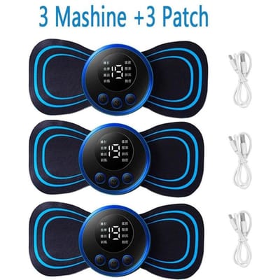 EMS Elektrische Nekmassager 8 Modi 19 Versnellingen Tens Gepulst Therapie Instrument Cervicale Rugmassage Spierstimulator Pleisters Pijnverlichting 3 PCS