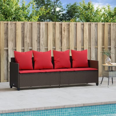 vidaXL - Ligbed - met - kussens - poly - rattan - bruin