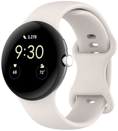 Siliconen bandje - geschikt voor Google Pixel Watch 3 (45 mm) en Pixel Watch 4 (45mm) - druksluiting - starlight