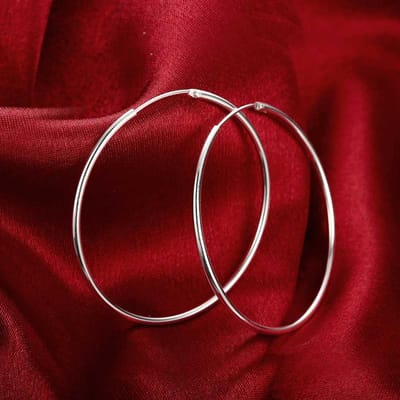 925 Sterling Zilver 50 /60mm Rond Cirkel Hoepel Oorbellen Voor Vrouwen Feest Bruiloft Kerst Mode Sieraden Cadeau Gaabou Sieraden 60mm brown