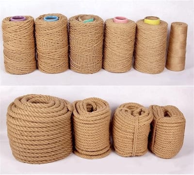 Jute Touw Dik - Hennep Touw Ambacht - Tuinieren Bundelen Decoratie - Natuurlijk Biologisch Afbreekbaar - 100 meter 6mm - Natuurlijk