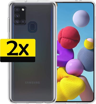 Hoesje - 2 Stuks - Geschikt voor Samsung Galaxy A21s - Sterk & Shockproof - Case Siliconen - Back Cover - Telefoon Hoes - Telefoonhoesjes - Transparant